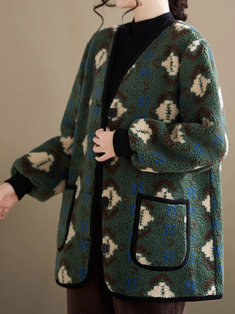 Cozy Sherpa Fleece Coatigan – Oversized Jacket with Patch Pockets