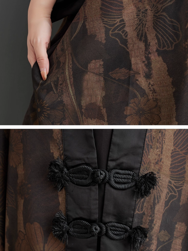 Elegant Kimono Coat with Frog Fastenings and Draped Cocoon Shape