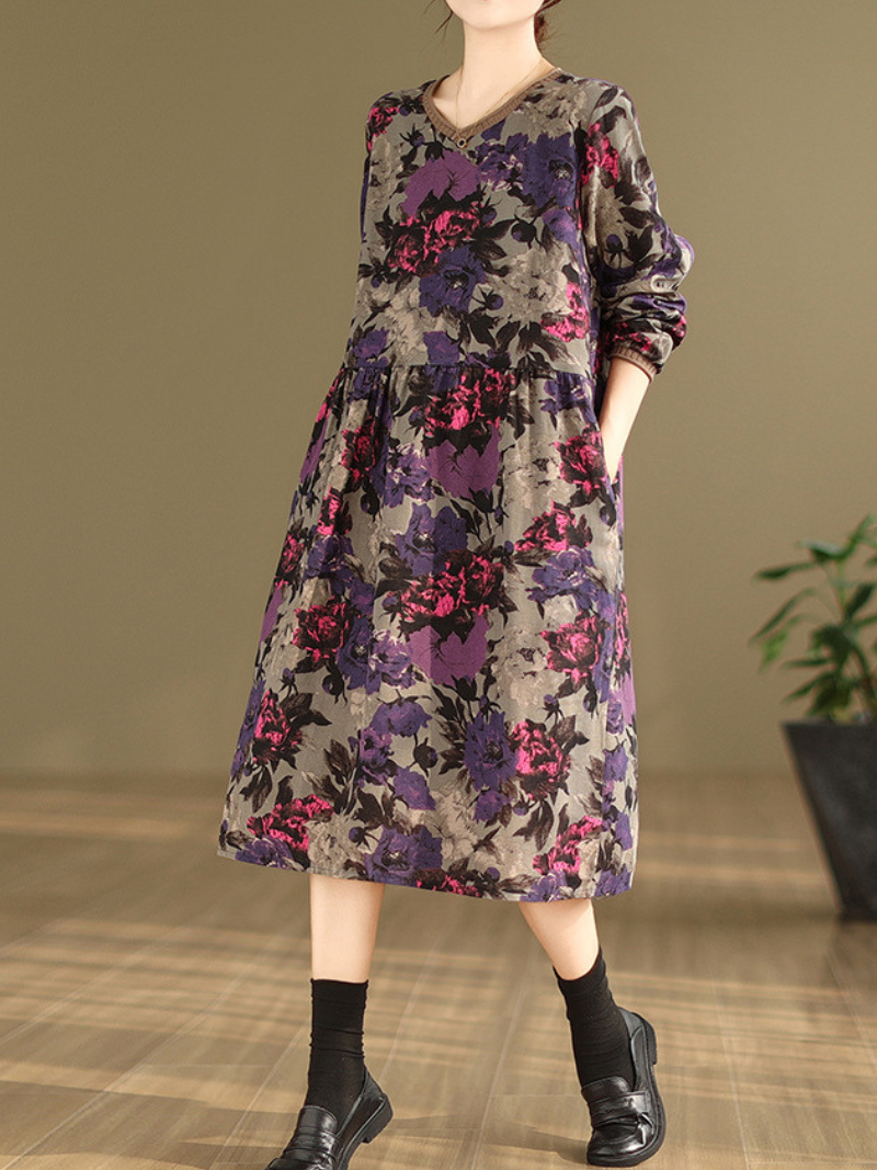 Women's Stylish and Comfortable Flower Printed Smock dress