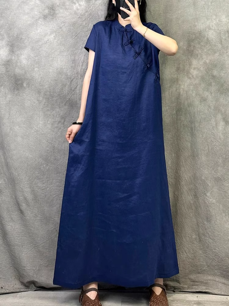 women's Navy Blue Kaftan Style Dress