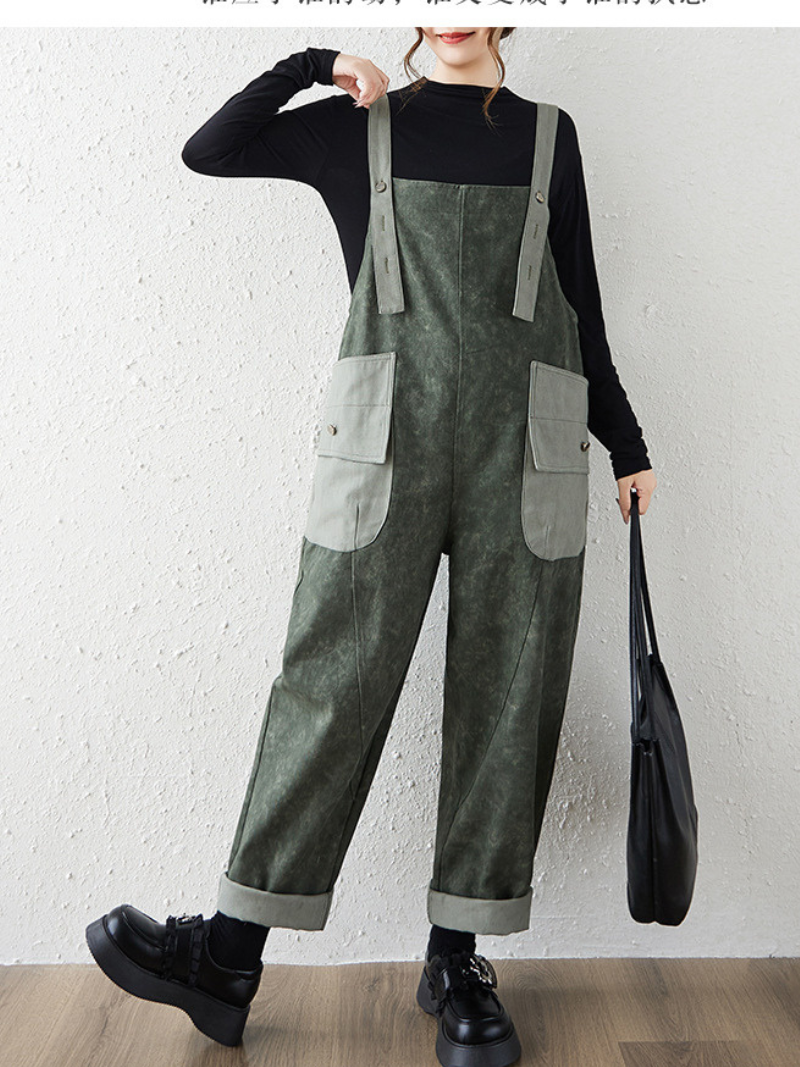 Women's Summer Soft Loose Large Pocket Overalls Dungarees