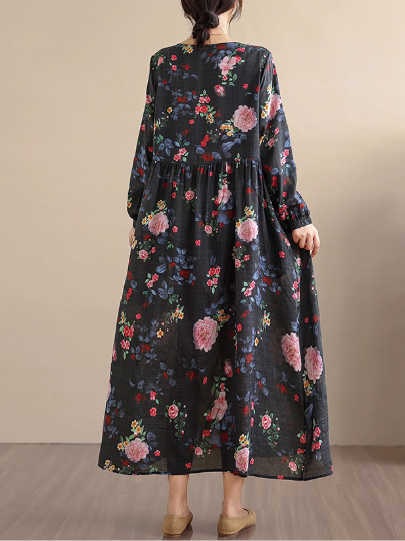 Boho Floral Beach Smock Dress for Summer Comfort