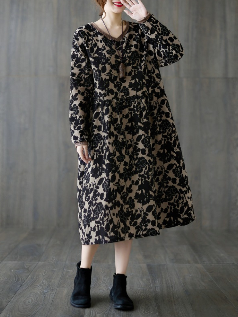 Women's Elegance and Charm Flower Printed Smock Dress