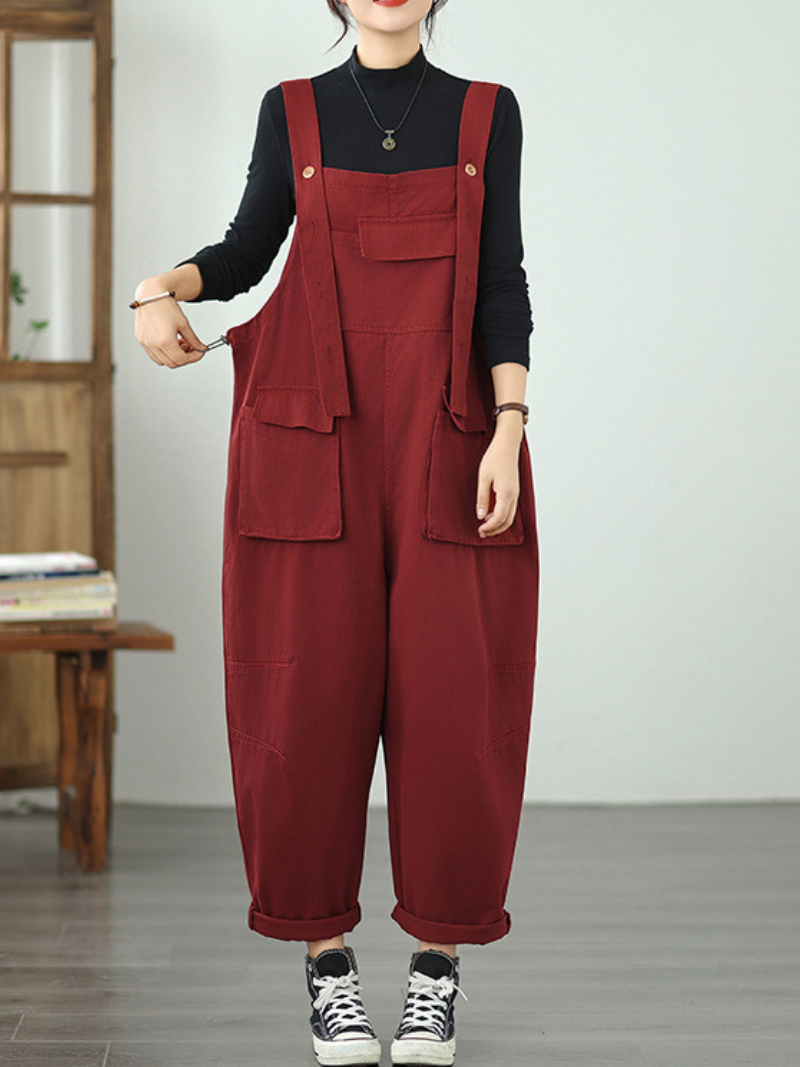 Women's Spring & Autumn comfortable Large Pockets Dungarees