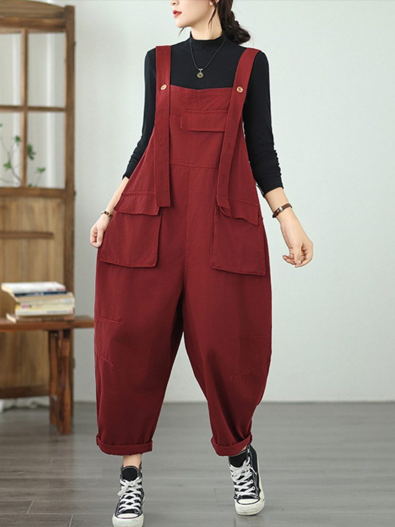Women's Spring & Autumn comfortable Large Pockets Dungarees