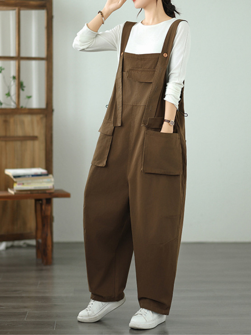 Women's Spring & Autumn comfortable Large Pockets Dungarees