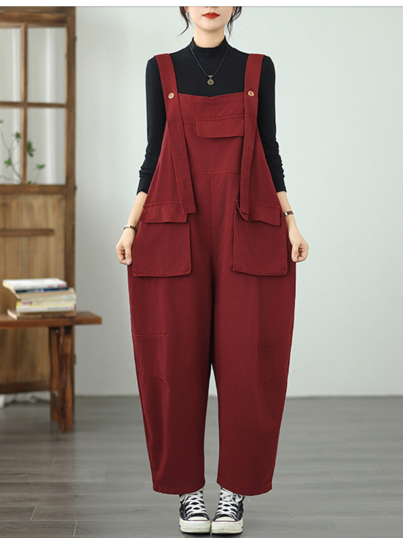 Women's Spring & Autumn comfortable Large Pockets Dungarees
