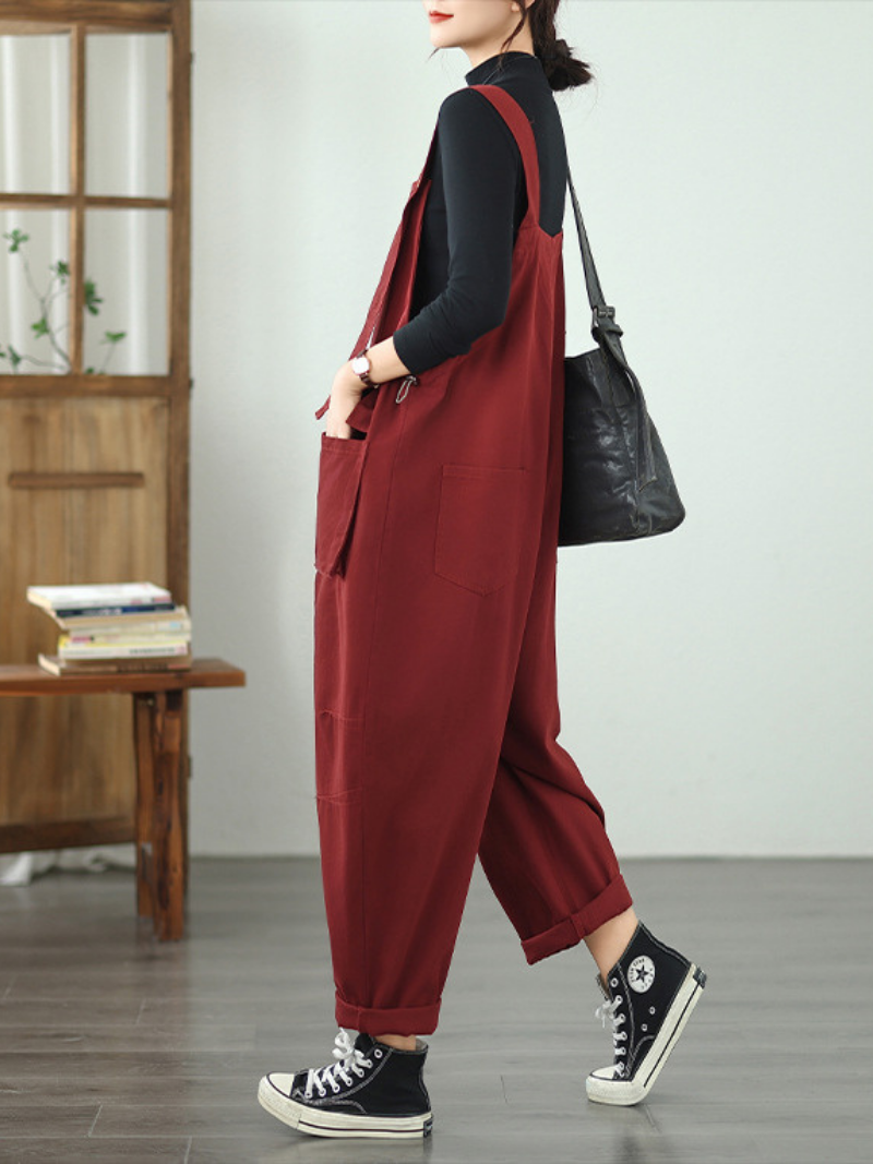 Women's Spring & Autumn comfortable Large Pockets Dungarees