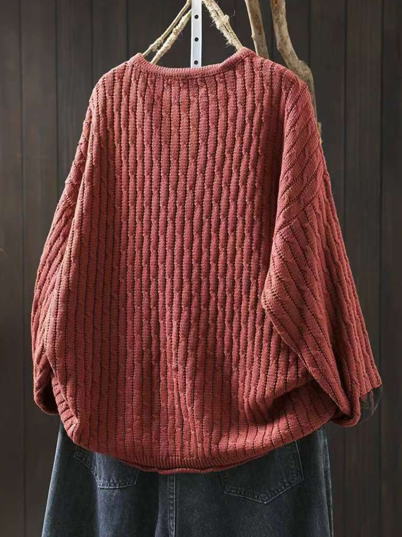 Chic Cotton Sweater Featuring a Contrast Pocket