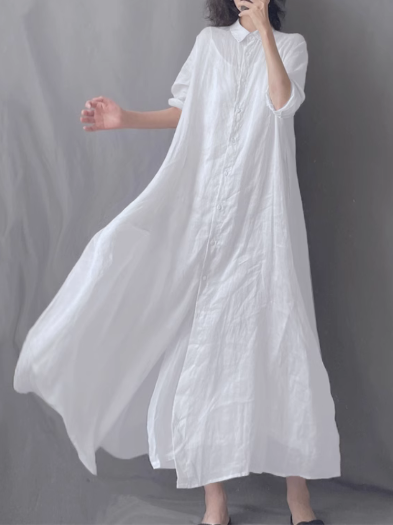 Women's design features a refined shirt collar and long sleeves 