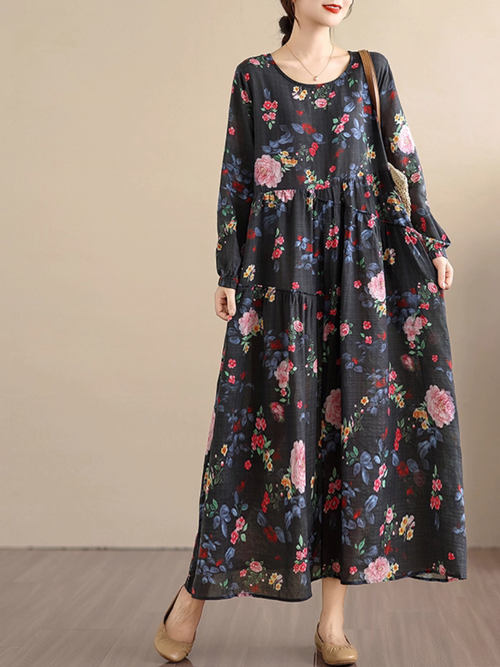 Boho Floral Beach Smock Dress for Summer Comfort
