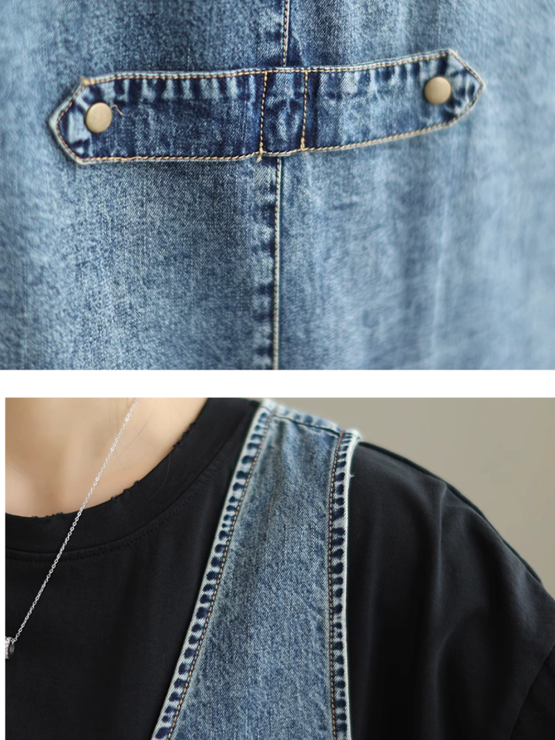 Women's Summer Loose Versatile Casual Denim High Waist  Dungaree