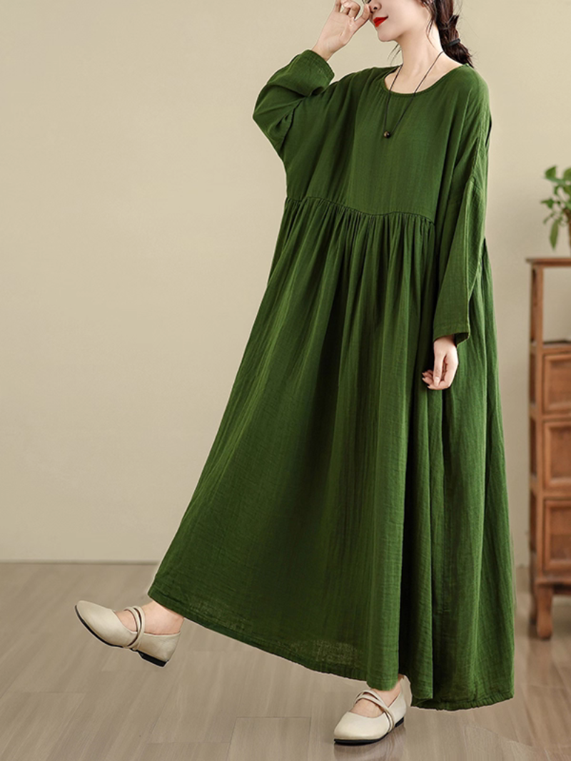 Women's Summer Fashionable Platted Solid Color Smock Dress