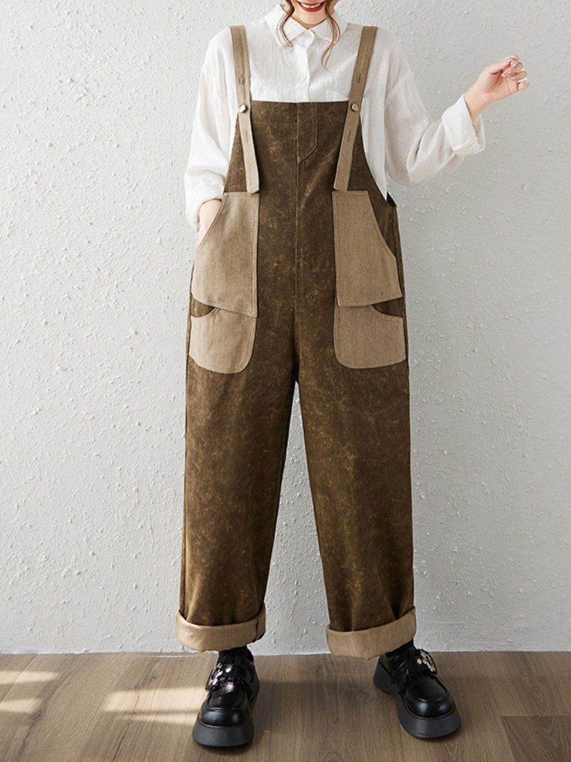Women's Summer Soft Loose Large Pocket Overalls Dungarees