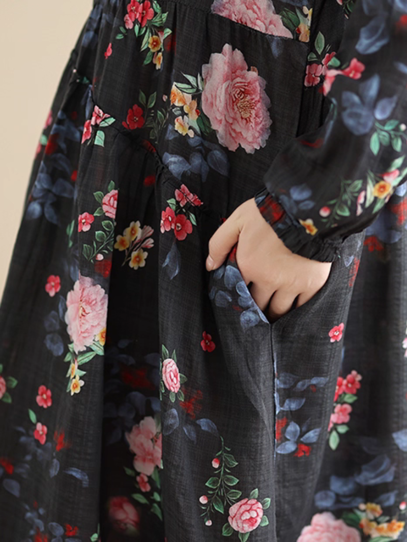 Boho Floral Beach Smock Dress for Summer Comfort