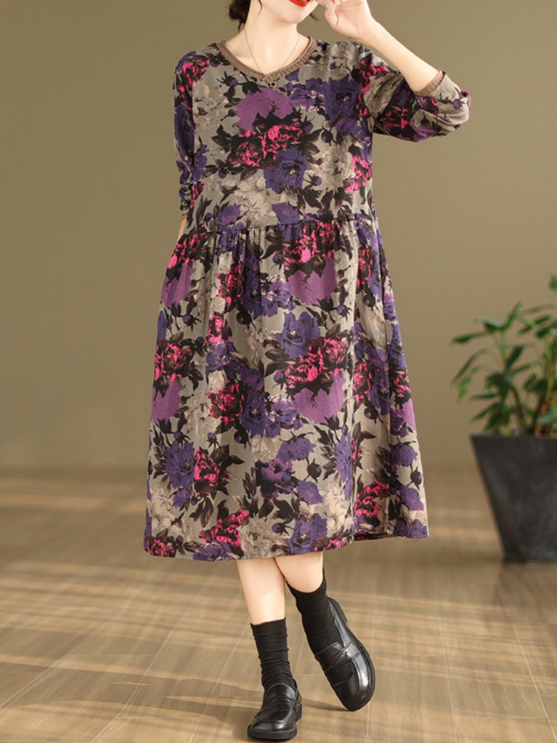 Women's Stylish and Comfortable Flower Printed Smock dress