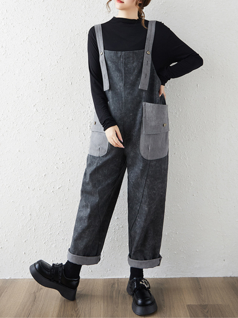 Women's Summer Soft Loose Large Pocket Overalls Dungarees