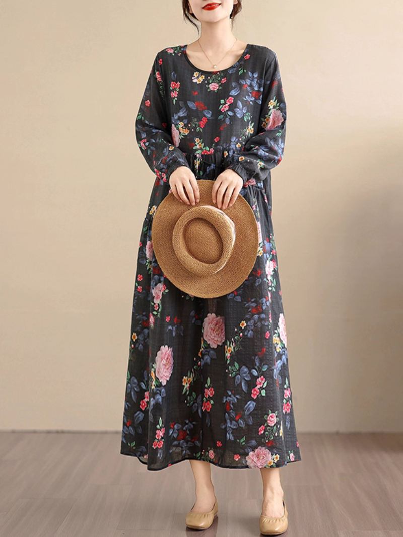 Boho Floral Beach Smock Dress for Summer Comfort