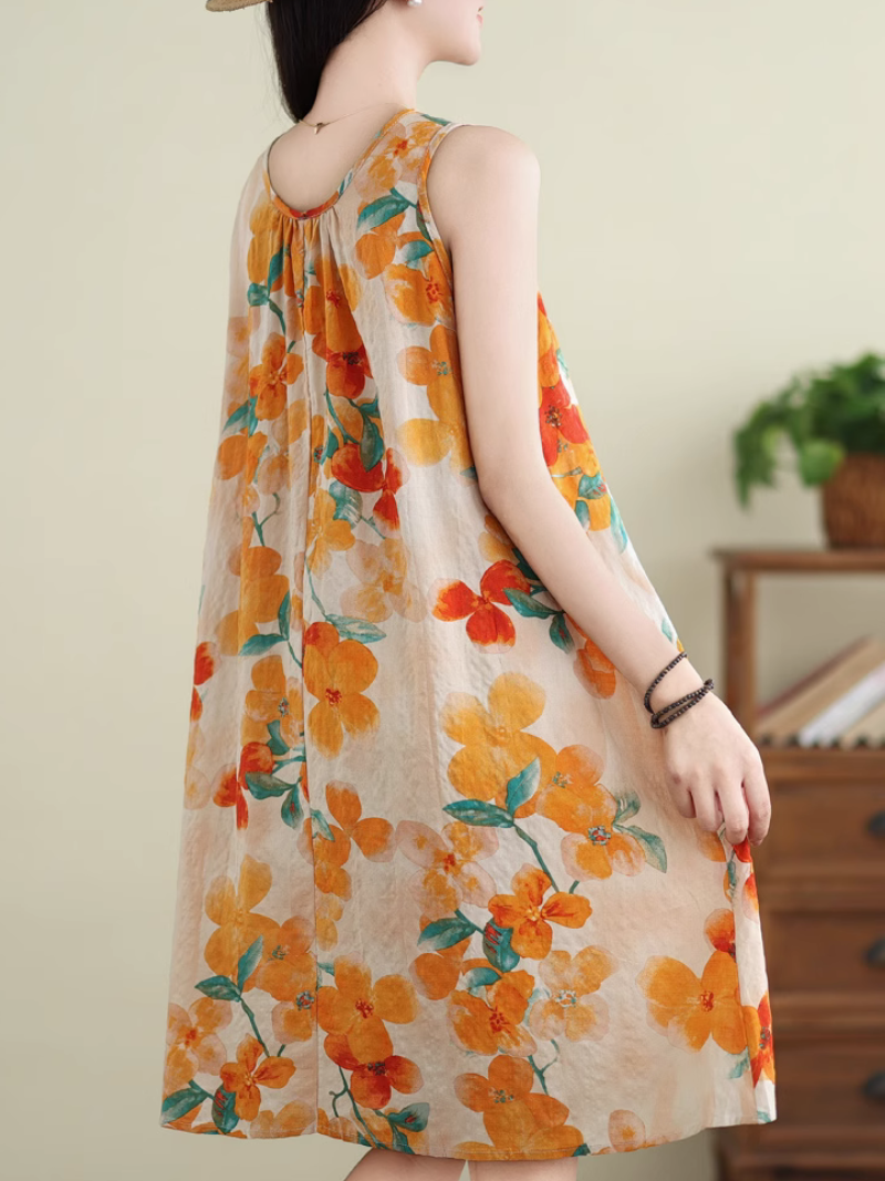 Summer Orange Flower Dress