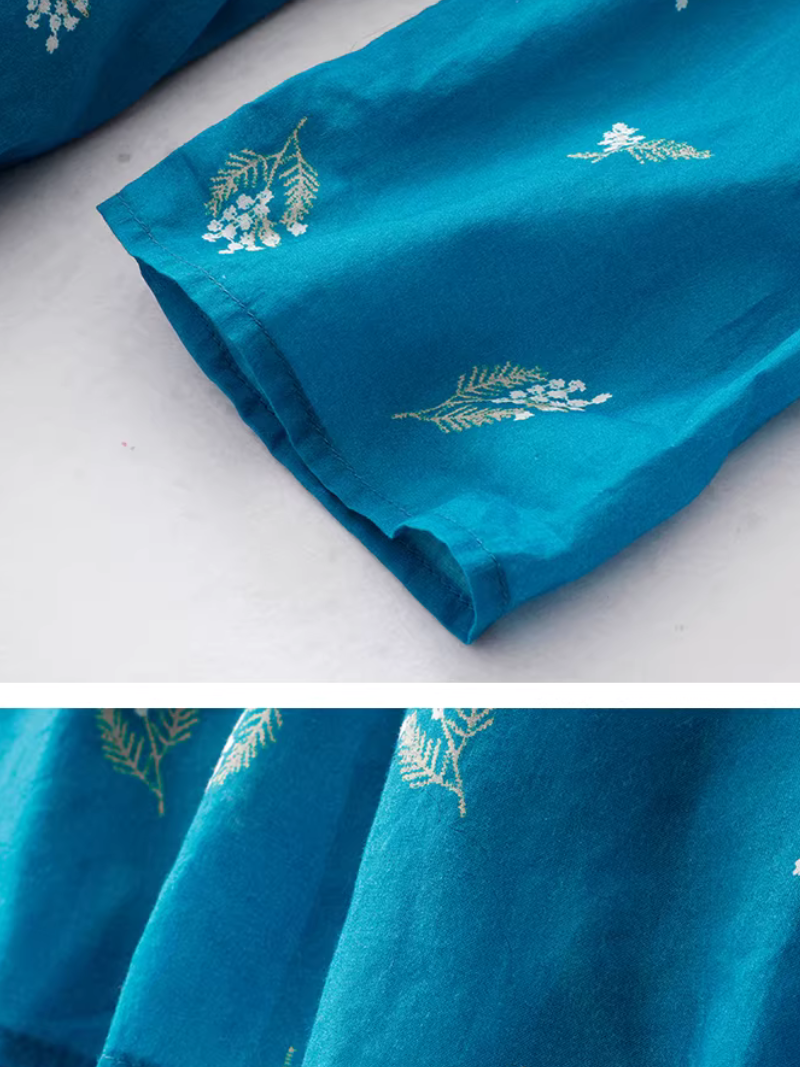 Botanical Print Boho Midi Dress with Tie Waist, Effortlessly Elegant