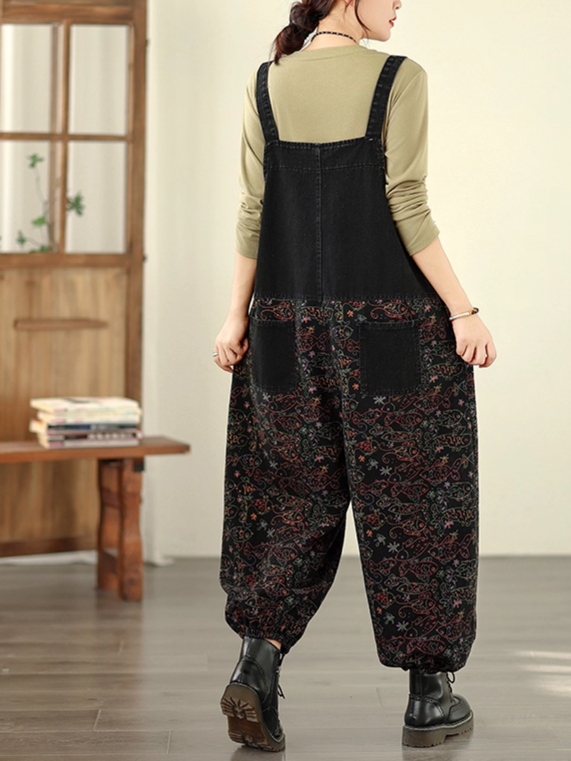 Boho Printed Women's Cotton Linen Harem Overalls | Eva Trends