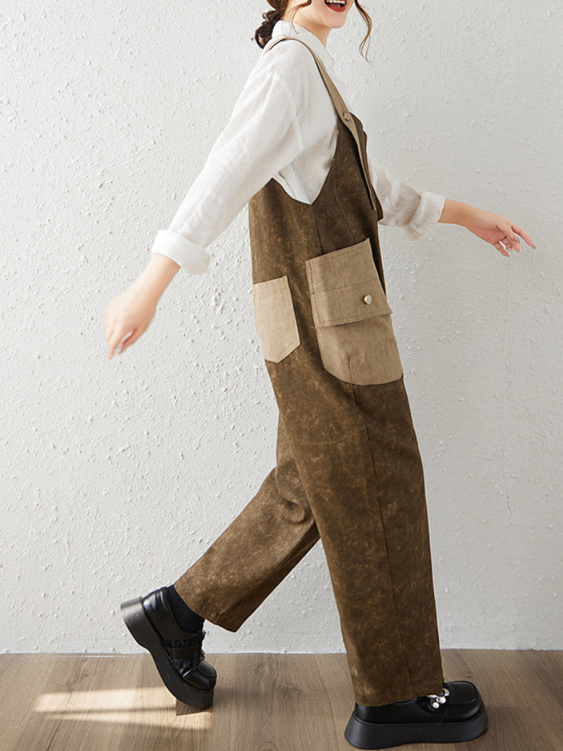 Women's Summer Soft Loose Large Pocket Overalls Dungarees
