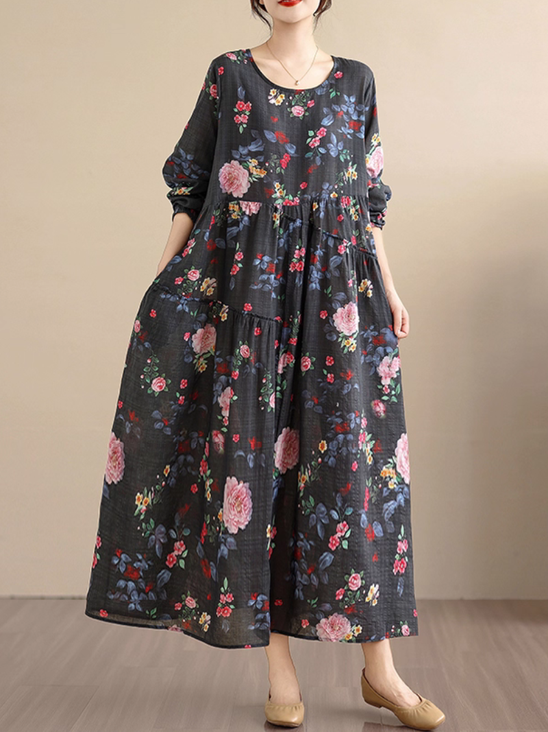 Boho Floral Beach Smock Dress for Summer Comfort