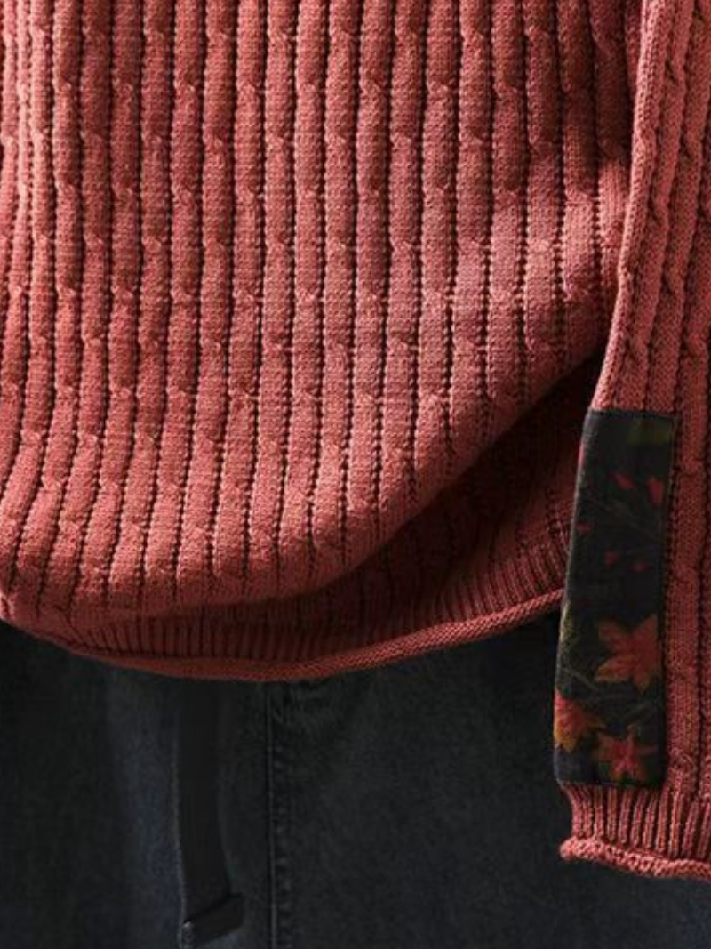 Chic Cotton Sweater Featuring a Contrast Pocket