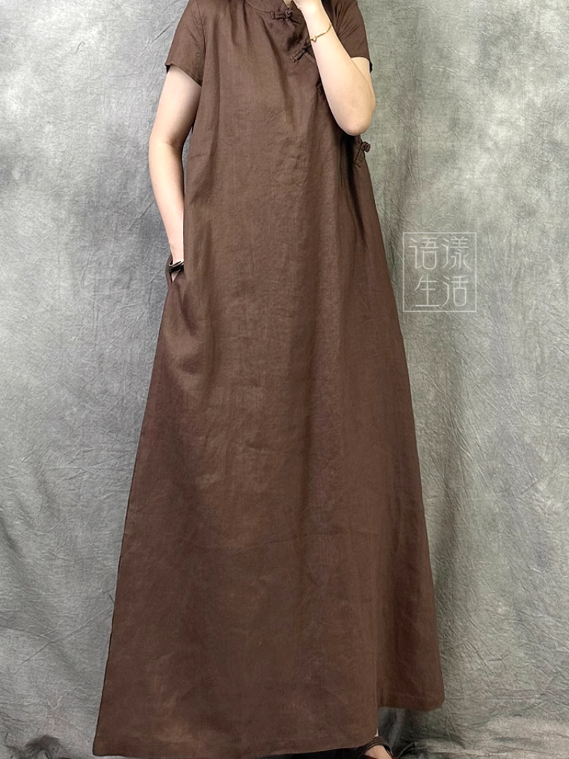   Women's Brown Fashionable Trendy Loose A-Line Dress 