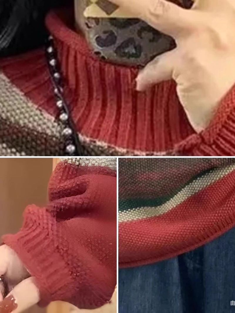 Striped Oversized Sweater in Acrylic Blend for Women, Effortless Knit