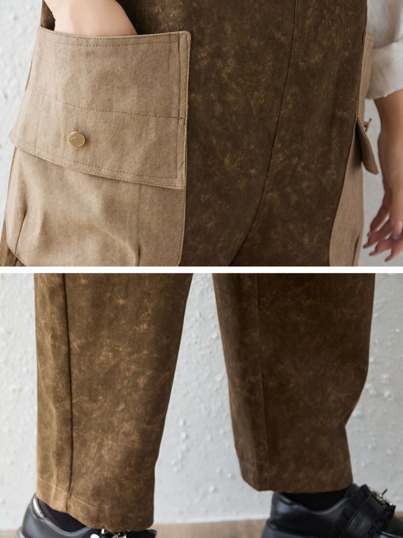 Women's Summer Soft Loose Large Pocket Overalls Dungarees